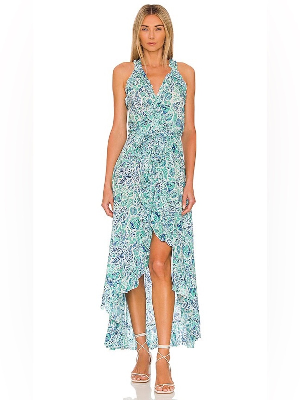 Poupette St Barth Tamara Maxi Wrap Dress Aqua Chagal Medium Tropical Vacation